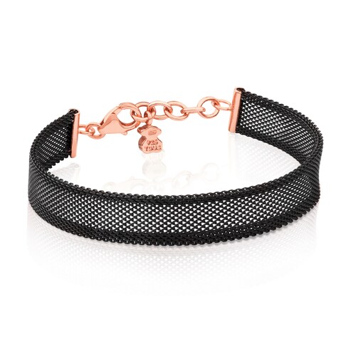 Steel and Rose Vermeil Silver Icon Mesh Bracelet image number 0