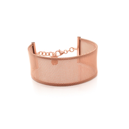 Steel and Rose Vermeil Silver Icon Mesh Bracelet