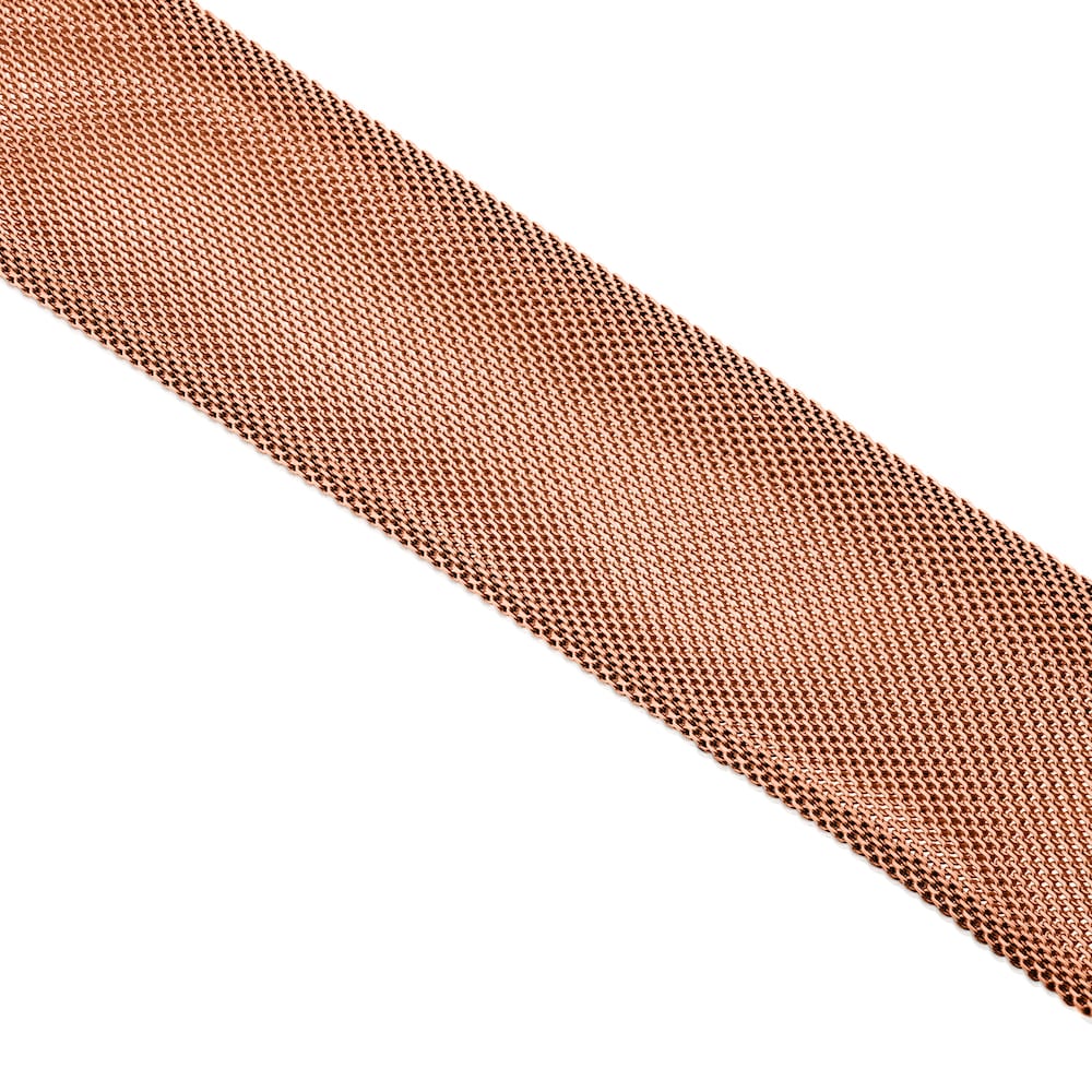 Pulsera ancha de acero con ba&ntilde;o de oro rosa 18 kt sobre plata Icon Mesh