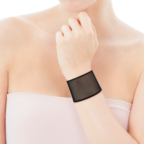 Pulsera de acero negro 5 cm con baño de oro rosa 18 kt sobre plata Icon Mesh