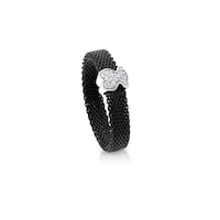 Black IP Steel and White gold TOUS Icon Mesh Ring with Diamonds 0,04ct