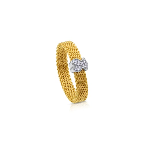 Anillo de oro blanco con diamantes motivo oso estrecho Icon Mesh