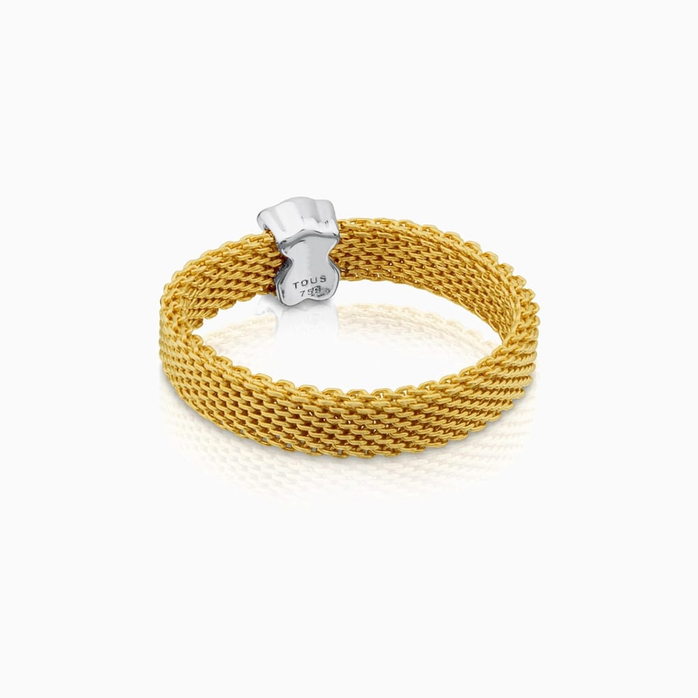 18K solid gold Icon Mesh Ring with Diamonds little Bear motif