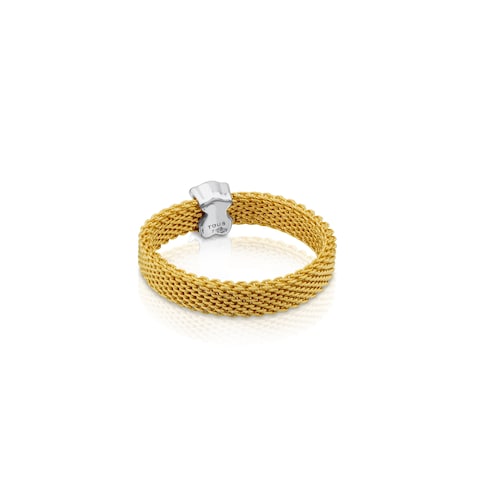 Anillo de oro blanco con diamantes motivo oso estrecho Icon Mesh