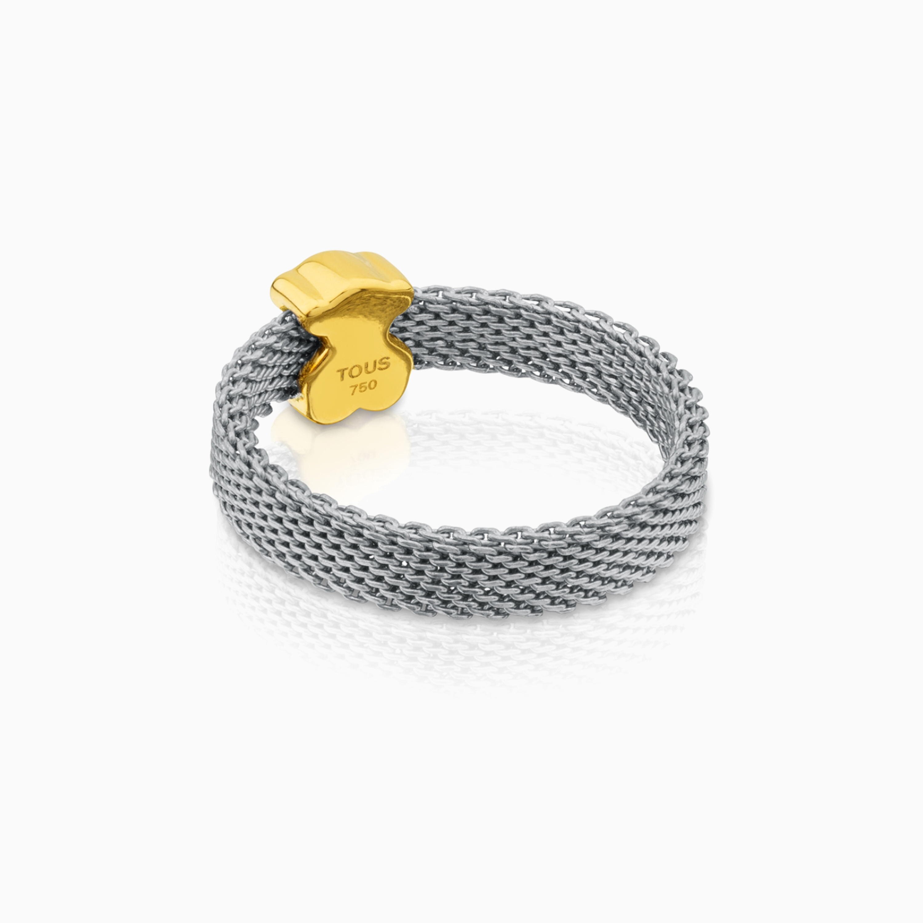 TOUS Icon Mesh スチール×18kt (K18 750) 18K solid gold and Steel Icon Mesh Ring | TOUS