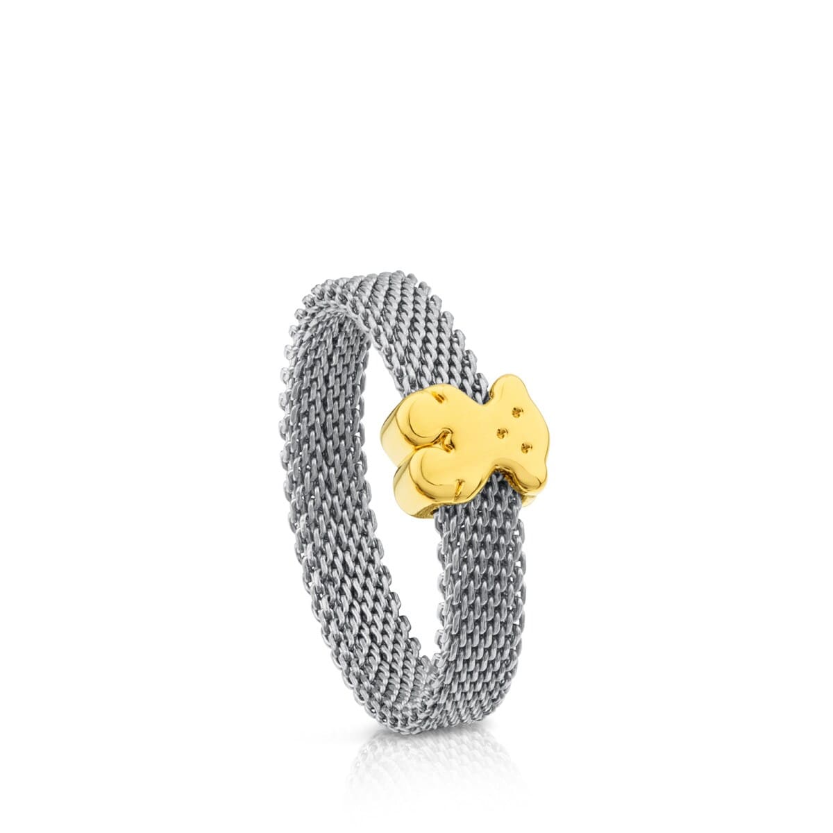 Anillo de acero y oro motivo oso Icon Mesh