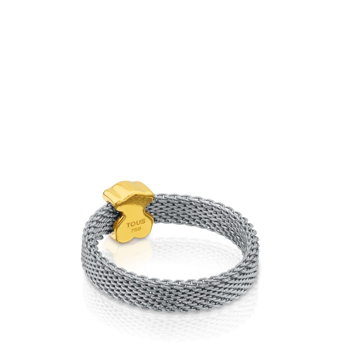 Anillo de acero y oro motivo oso Icon Mesh