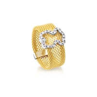 Gold Icon Mesh Ring in Gold with Diamonds