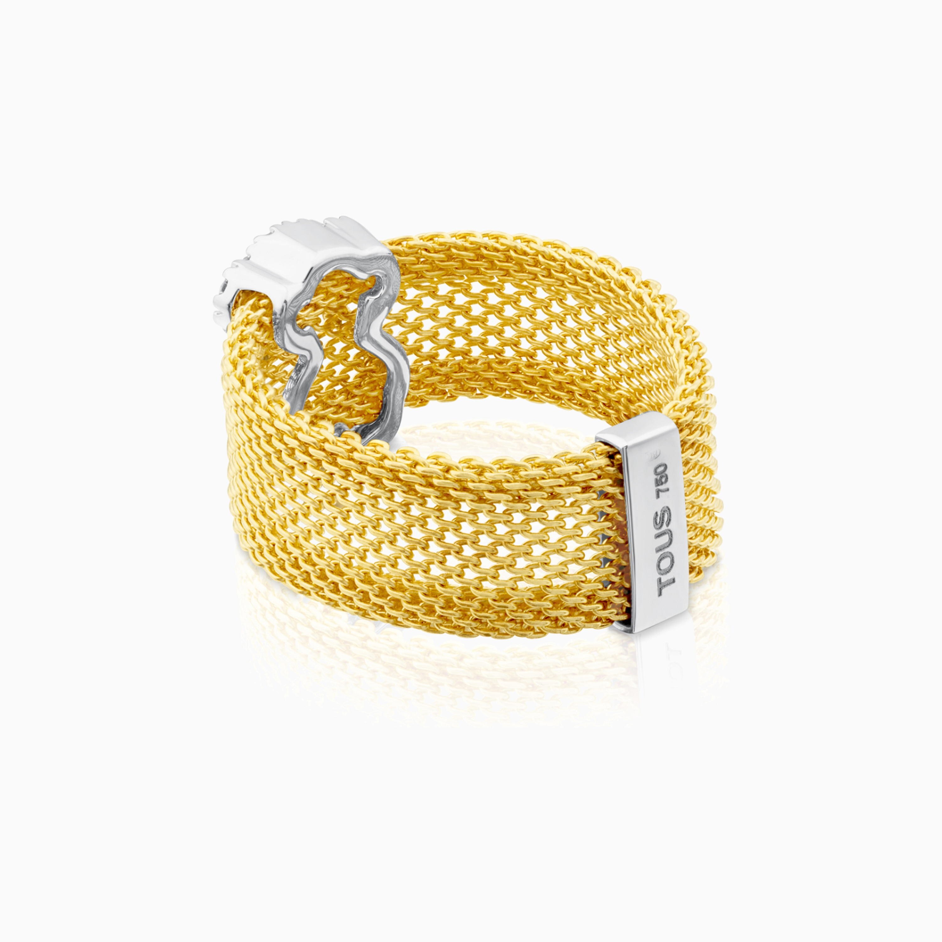 18K solid gold Icon Mesh Ring with Diamonds