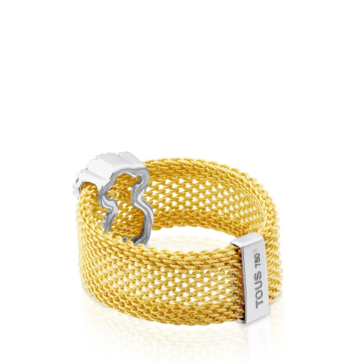 Gold Icon Mesh Ring in Gold with Diamonds