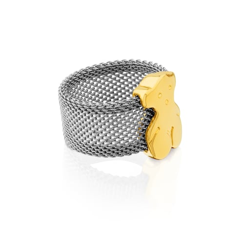 Gold and Steel Mesh Ring