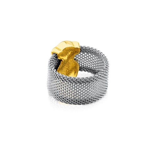 Gold and Steel Mesh Ring