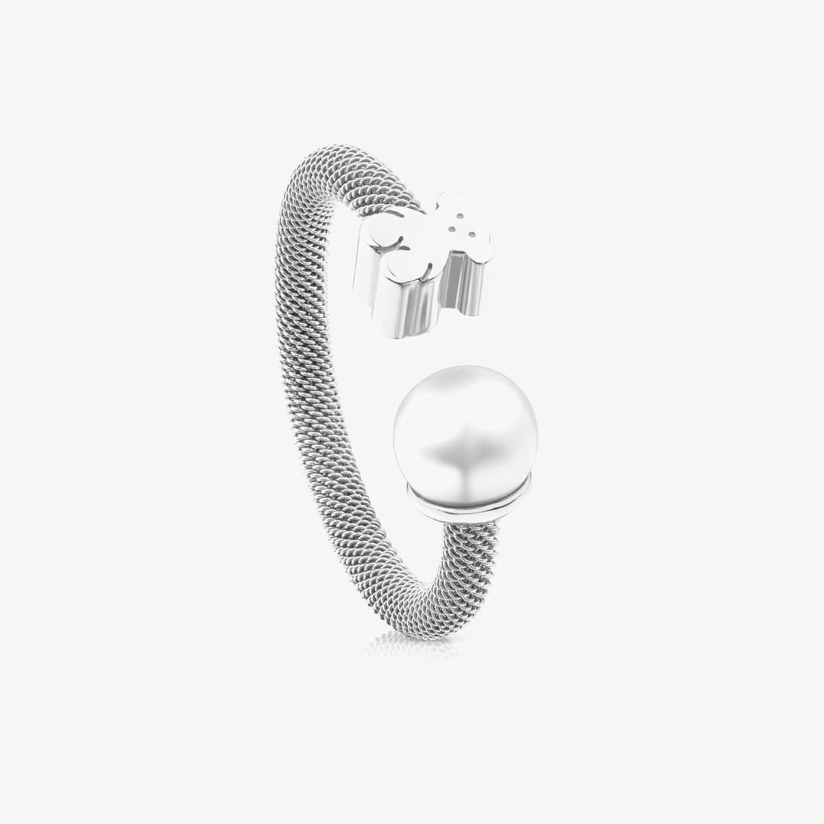 Tous - Anillo De Plata Y Perla Cultivada Motivo Oso Icon Mesh Talla 10