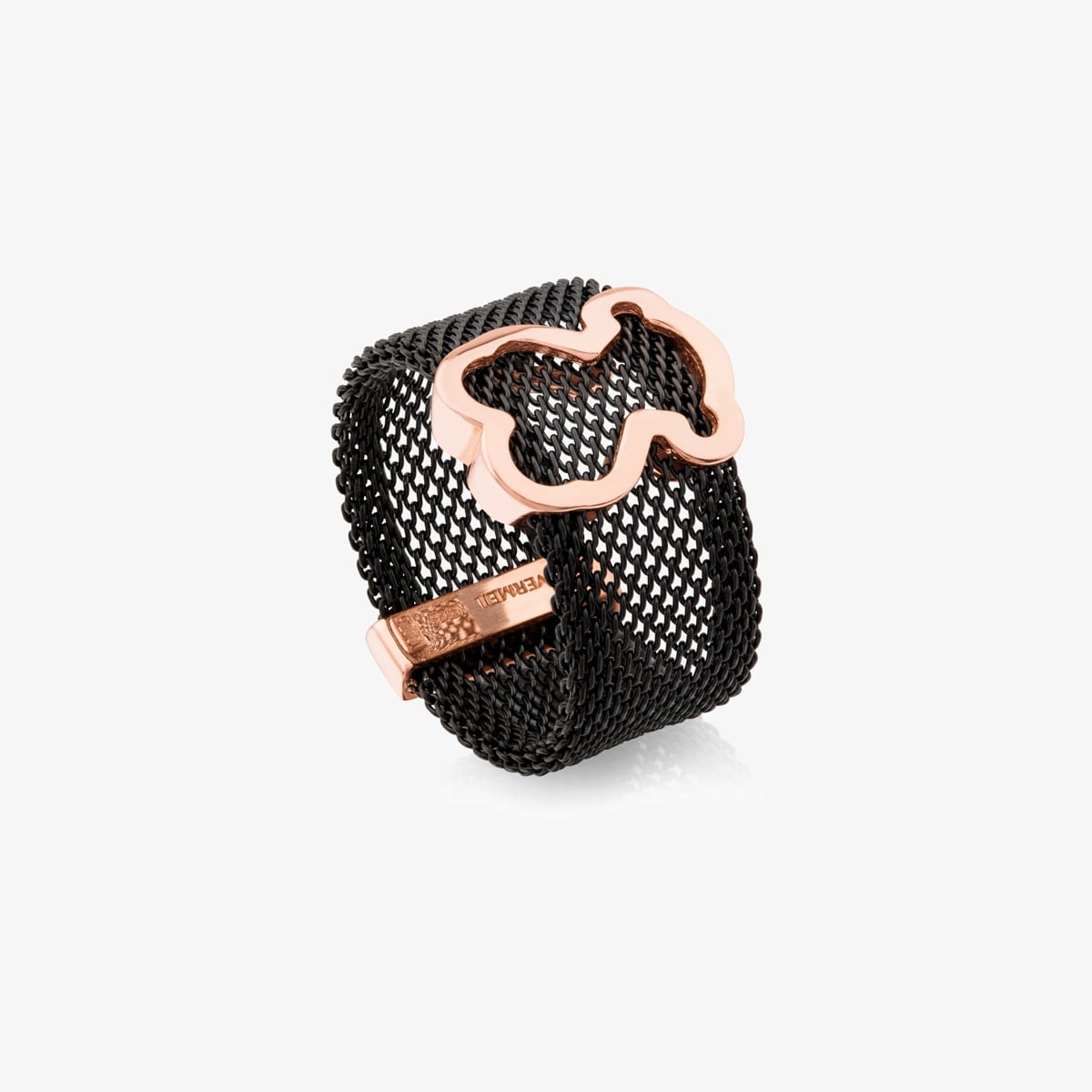 Tous - Anillo De Acero Y Plata Vermeil Rosa Icon Mesh Talla 10