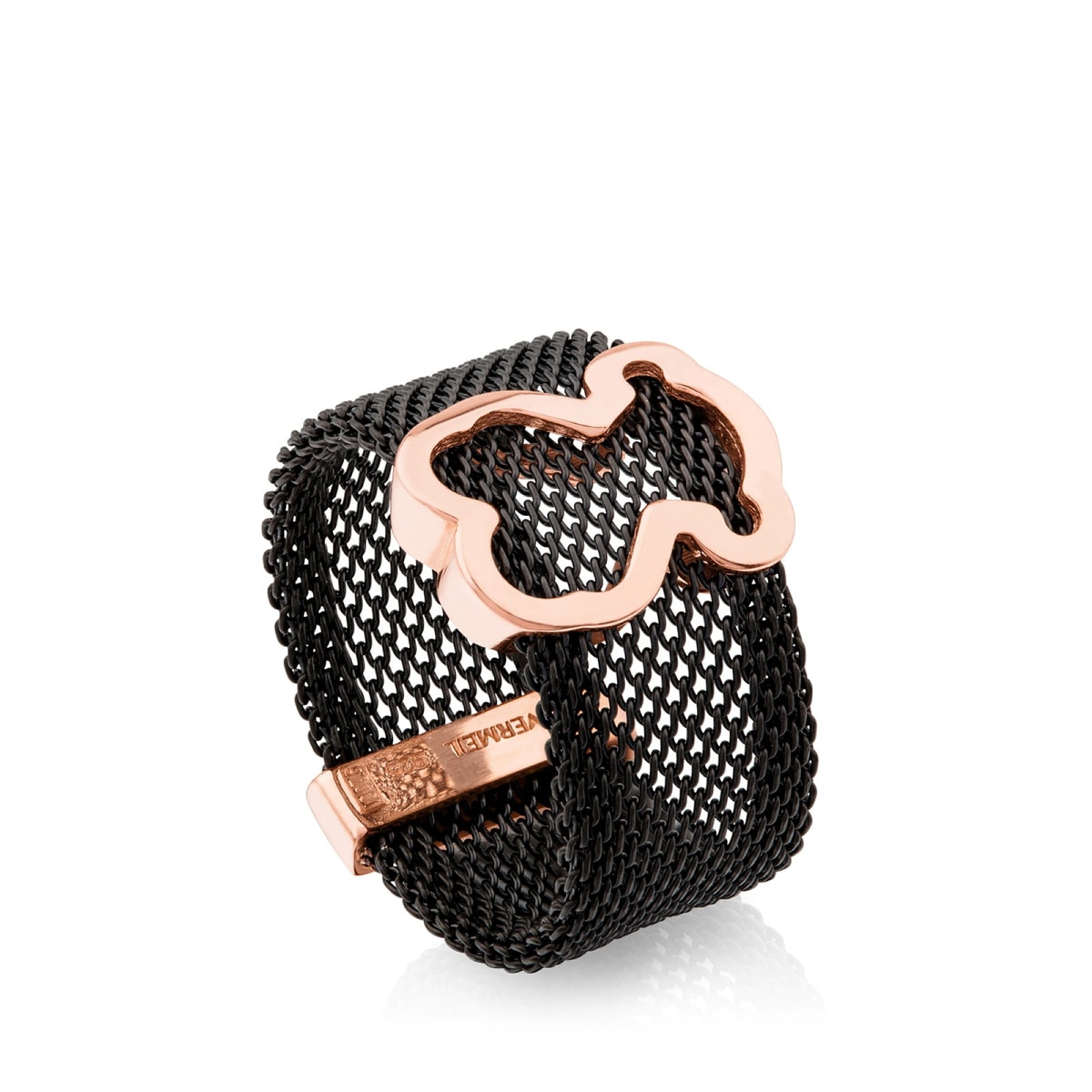 Tous - Anillo De Acero Y Plata Vermeil Rosa Icon Mesh Talla 17