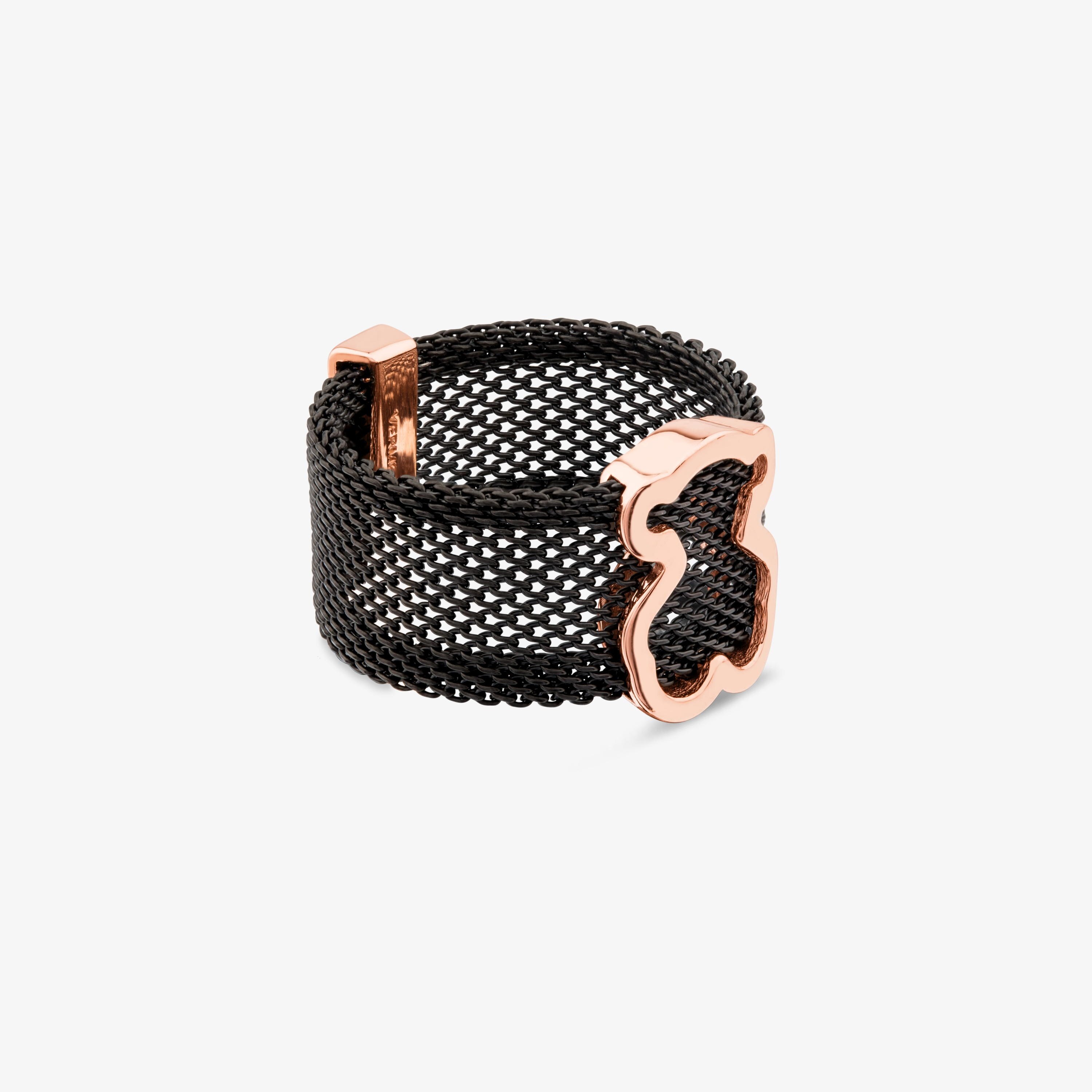 Black IP Steel and Rose 18K gold vermeil TOUS Icon Mesh Ring