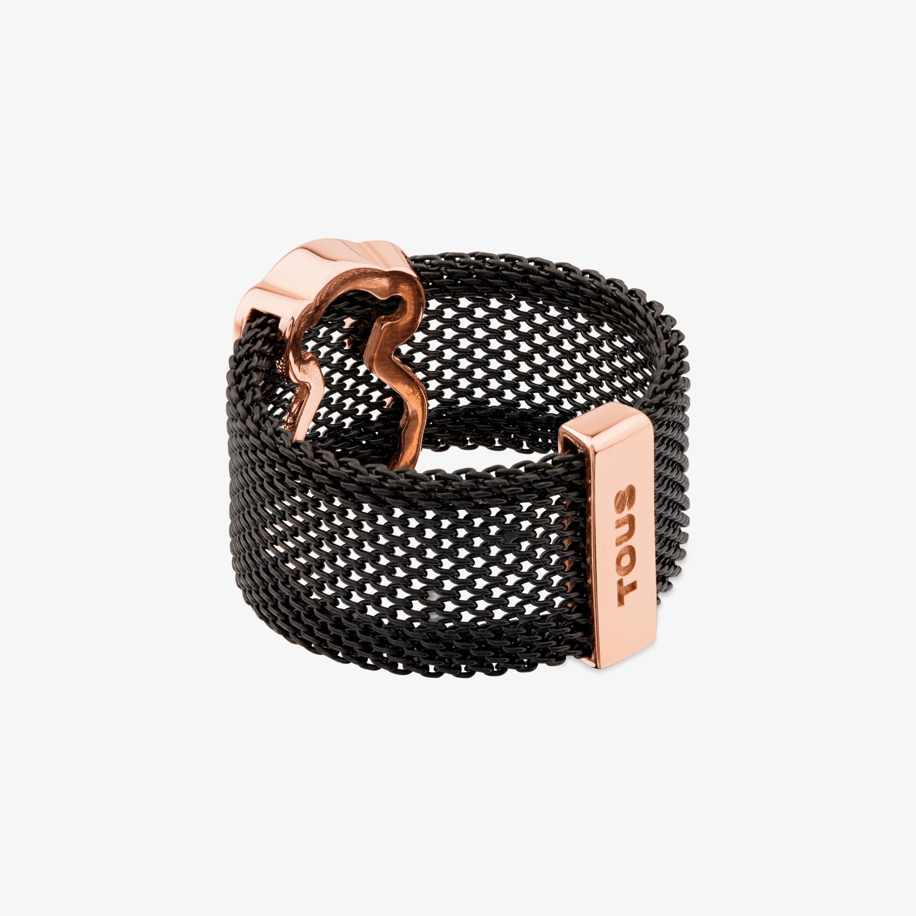 Black IP Steel and Rose 18K gold vermeil TOUS Icon Mesh Ring | TOUS