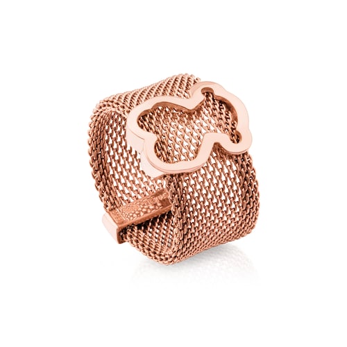 Rose IP Steel and Rose Vermeil Silver TOUS Icon Mesh Ring