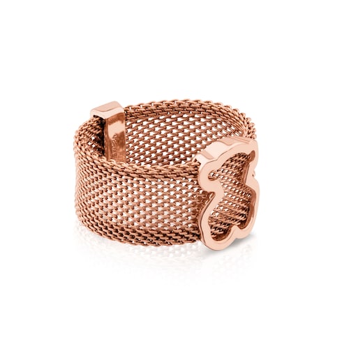 Rose IP Steel and Rose Vermeil Silver TOUS Icon Mesh Ring