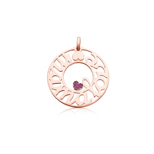 Colgante con baño de oro rosa 18 kt sobre plata y rubí TOUS Mama