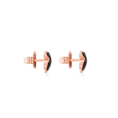 Rose Vermeil Silver TOUS Motif Earrings with faceted Onyx
