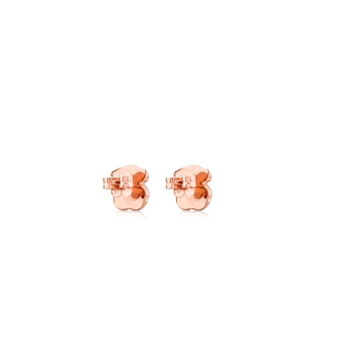Rose Vermeil Silver TOUS Motif Earrings with faceted Onyx