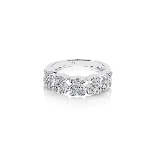 White Gold Puppies Ring with Diamond