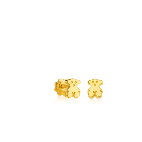 Gold Puppies Earrings Bear motif image number 0