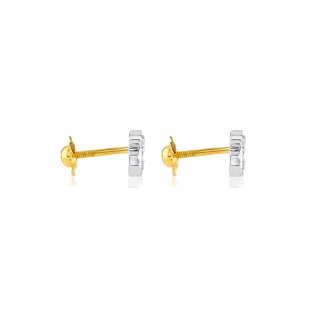 Gold Puppies Earrings with Diamonds Bear motif