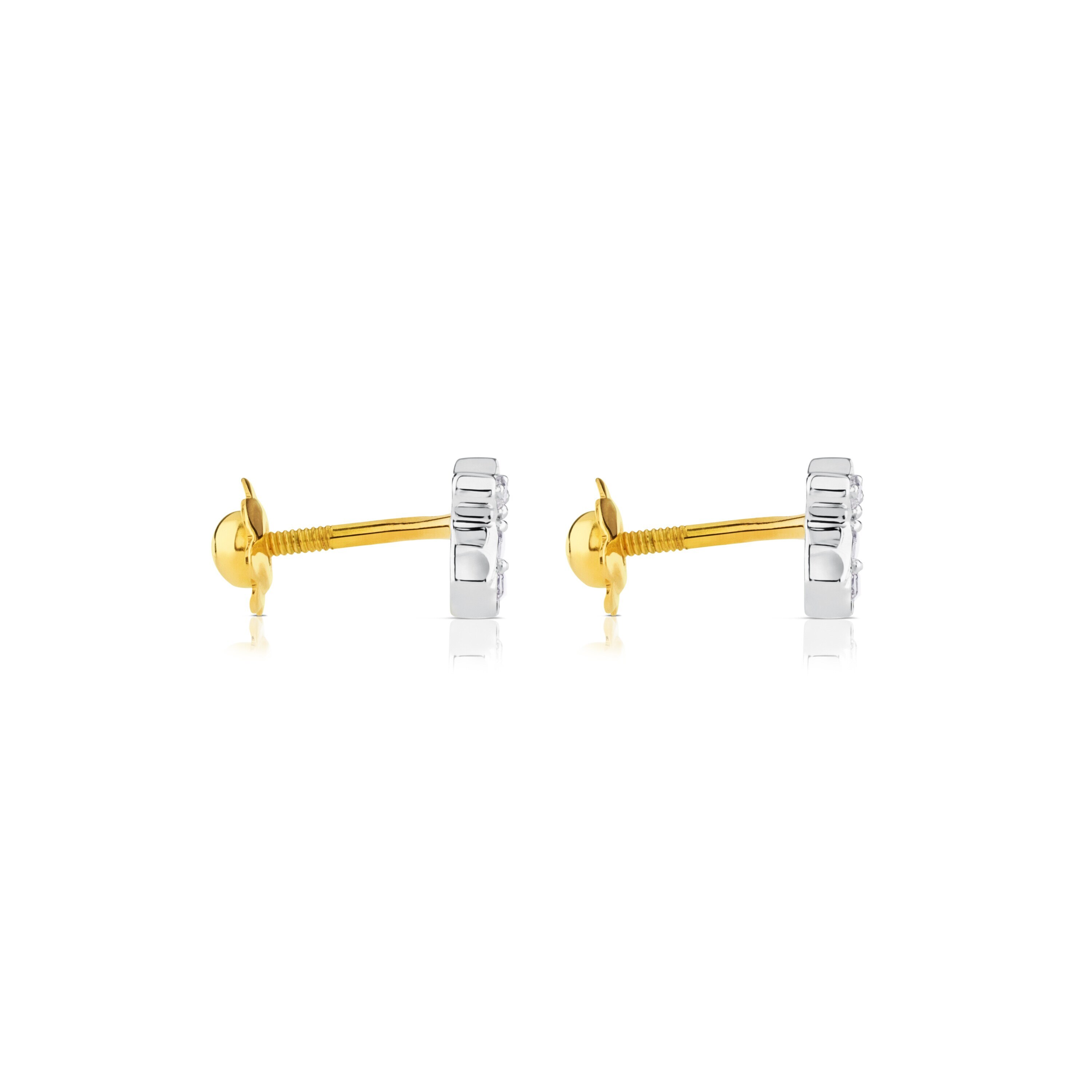 Gold Puppies Earrings with Diamonds Bear motif
