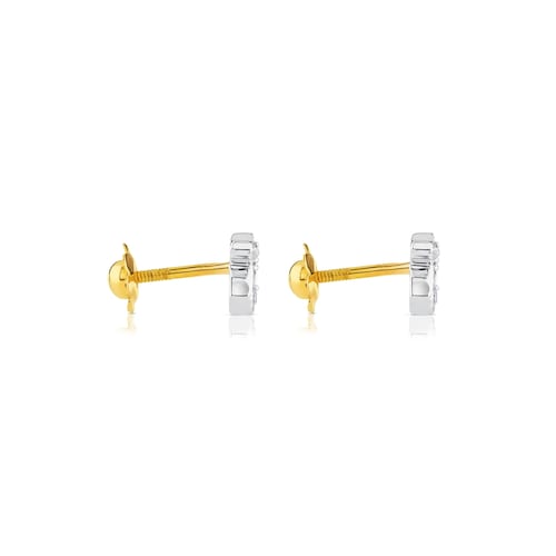 Gold Puppies Earrings with Diamonds Bear motif