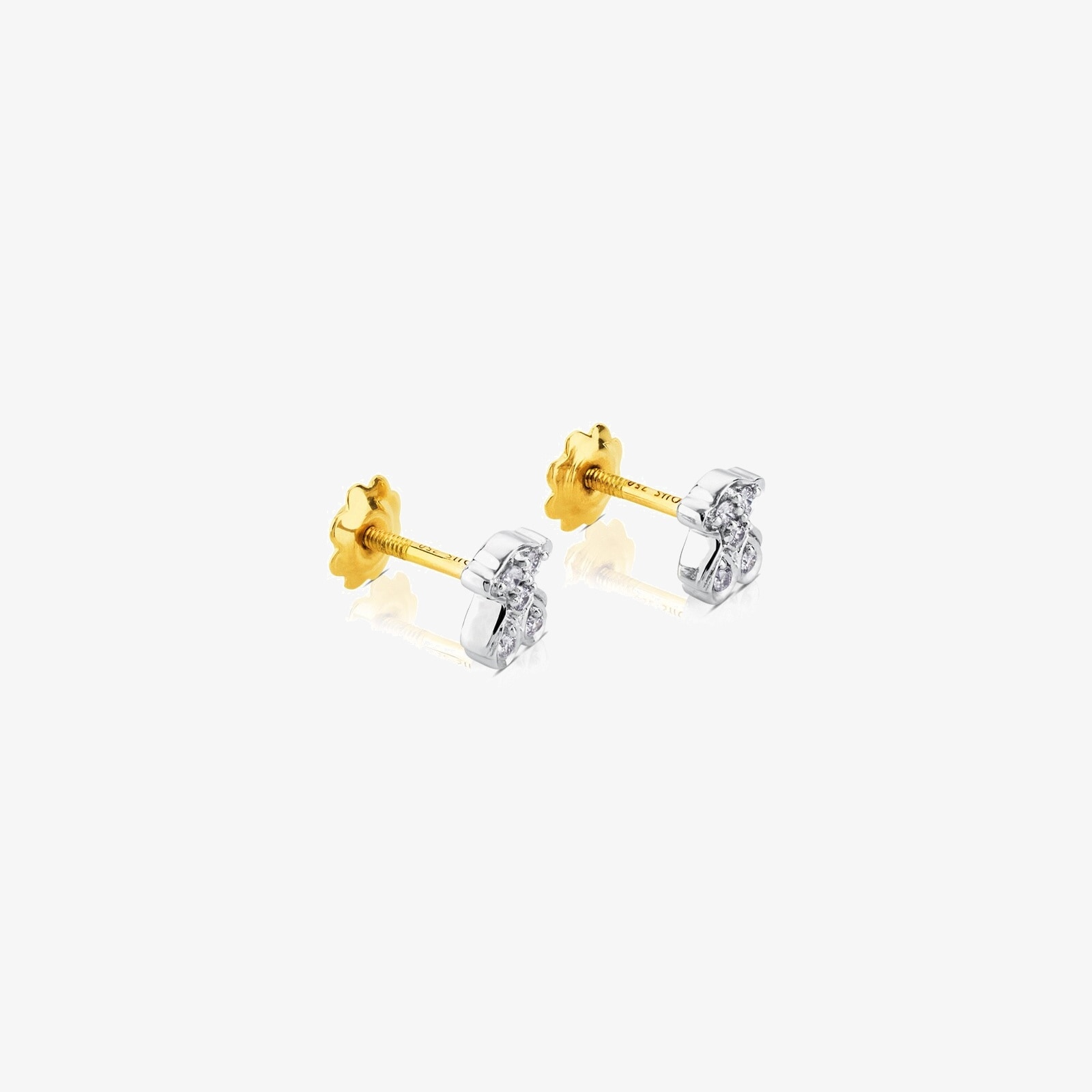 18K solid gold Puppies Earrings with Diamonds Bear motif