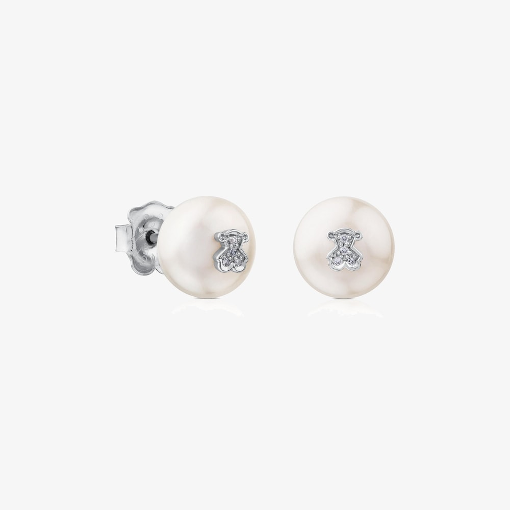 18K white gold TOUS Puppies Earrings with Diamonds and Pearls