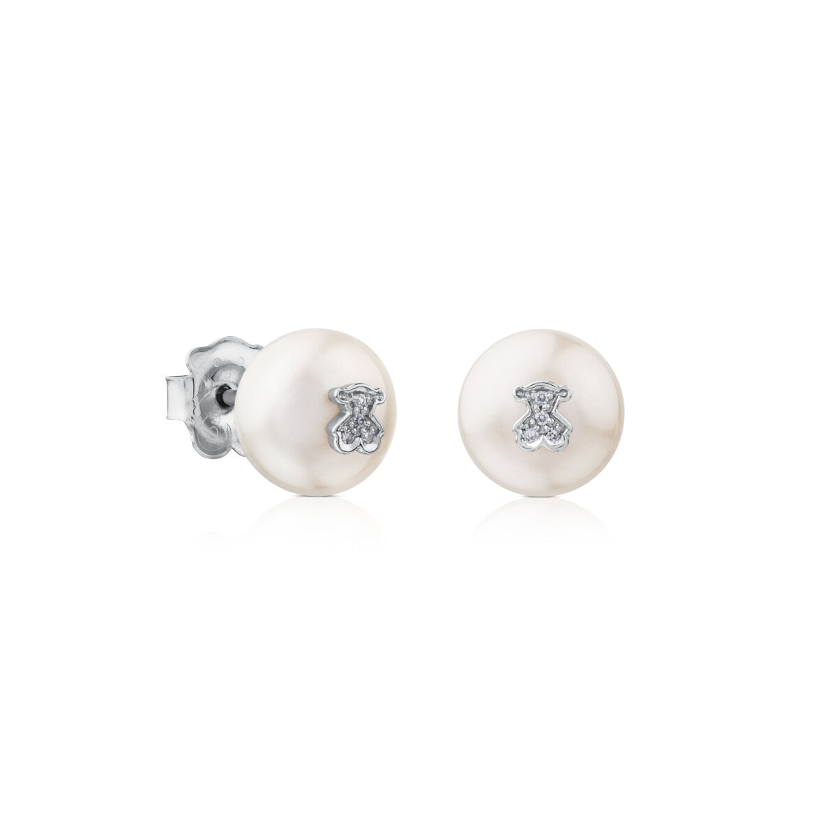 White Gold TOUS Puppies Earrings with Diamonds and Pearls