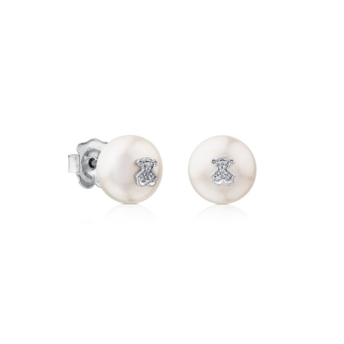 Pendientes de oro con diamantes y perlas cultivadas TOUS Puppies