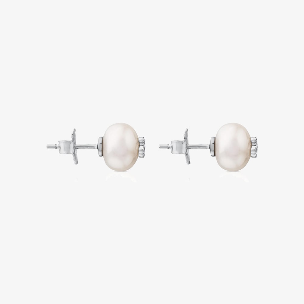 18K white gold TOUS Puppies Earrings with Diamonds and Pearls