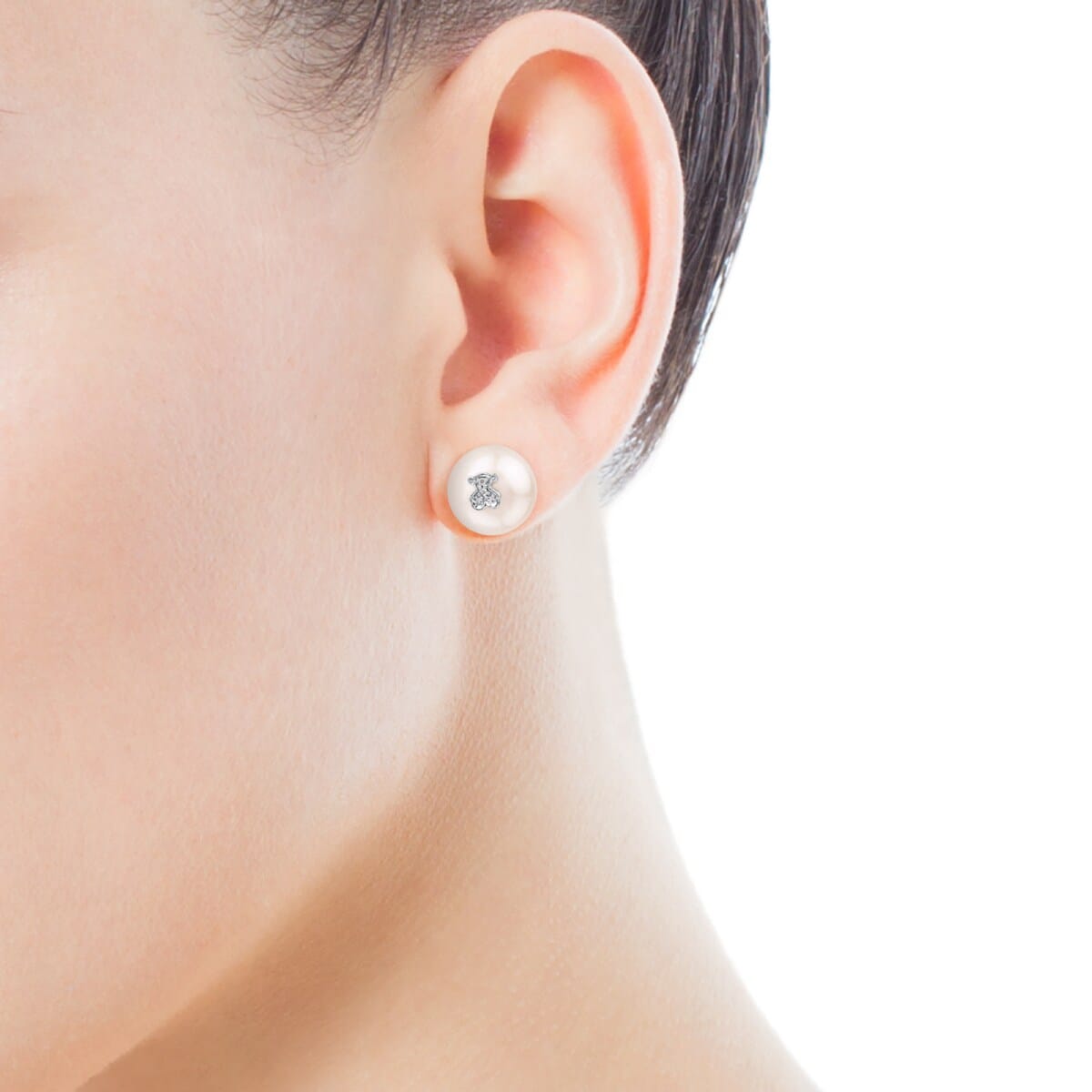 White Gold TOUS Puppies Earrings with Diamonds and Pearls