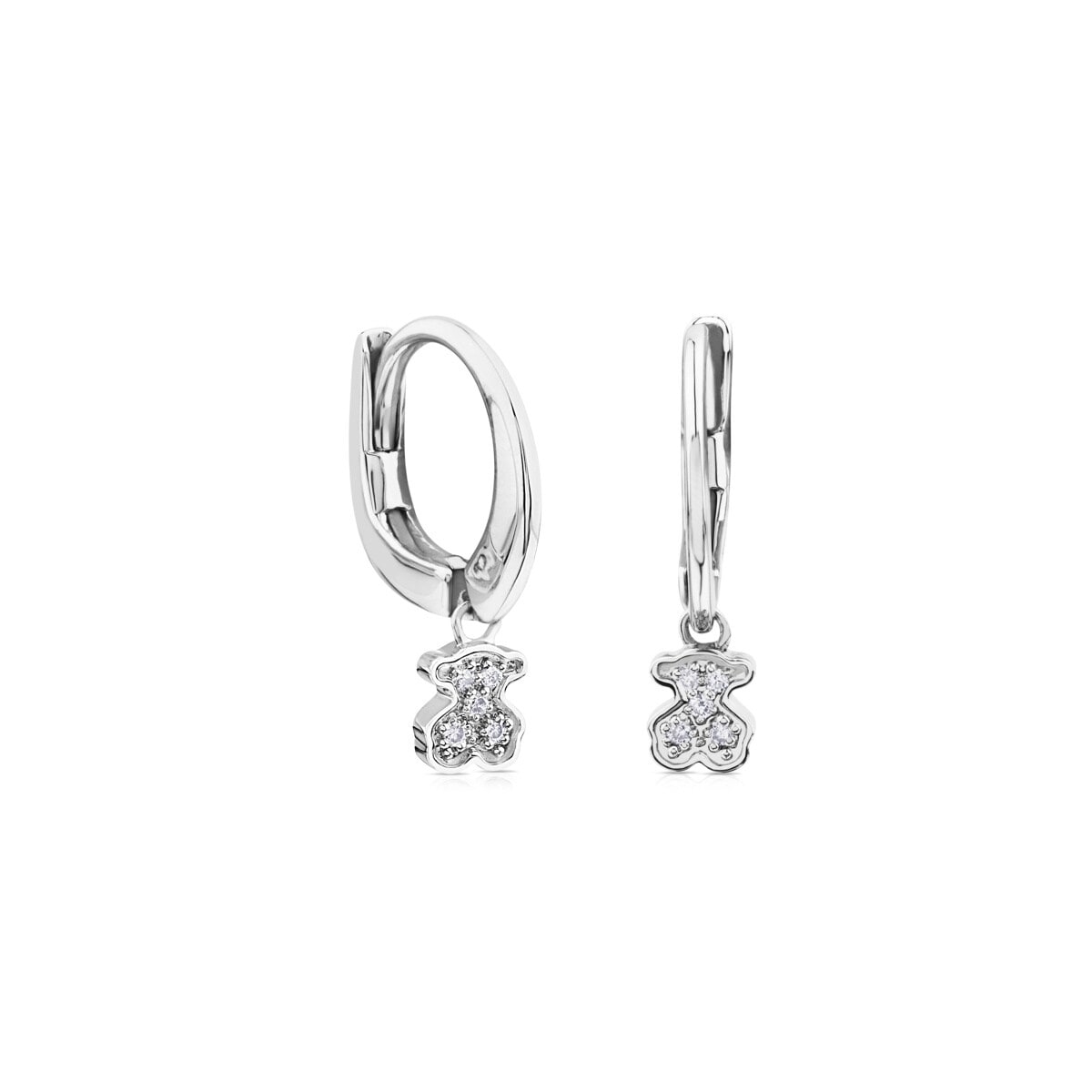 White Gold TOUS Puppies Earrings with Diamonds Bear motif