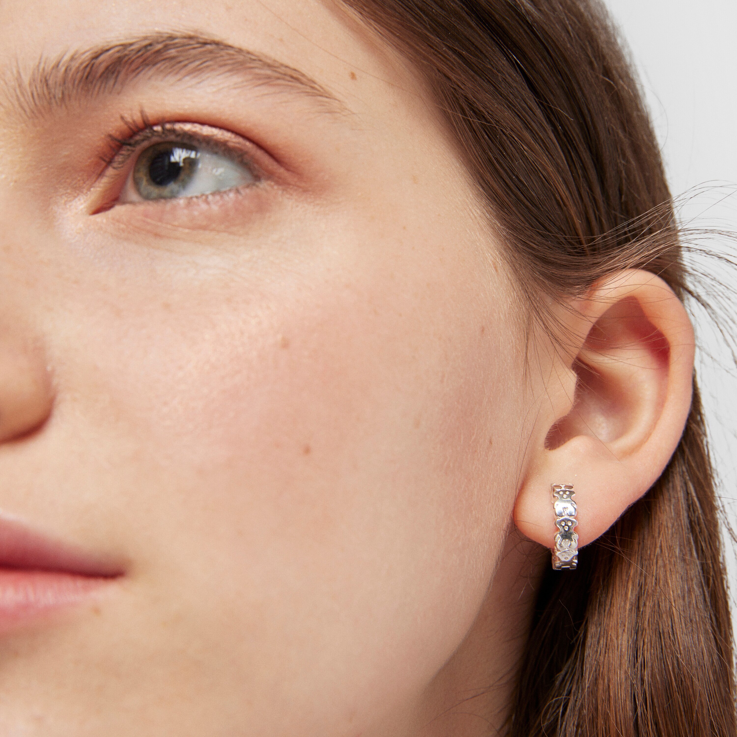 Silver TOUS Puppies hoop Earrings