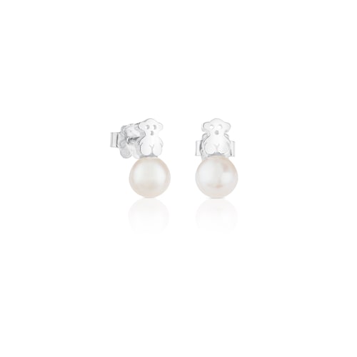 Silver TOUS Puppies Earrings with pearls