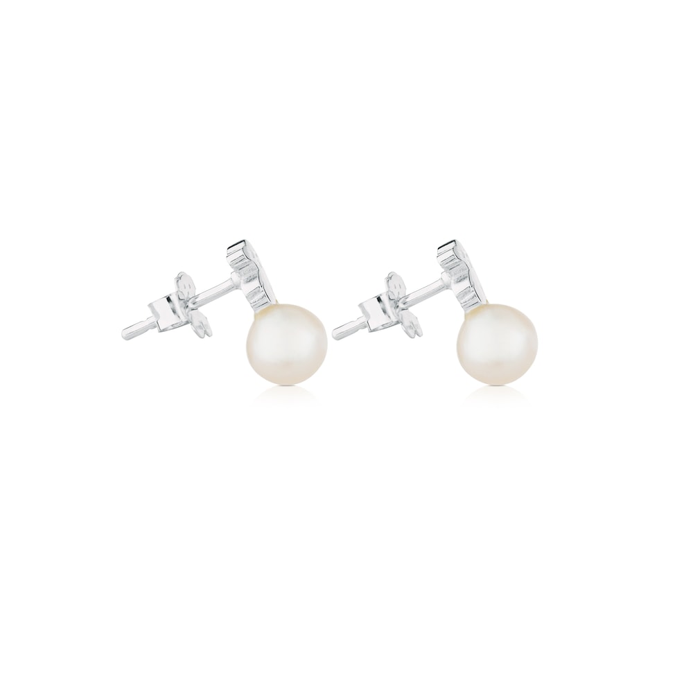 Pendientes de plata y perlas cultivadas Puppies image number 1