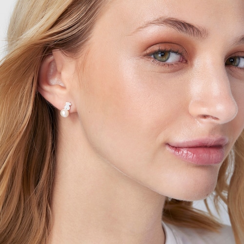 Silver TOUS Puppies Earrings with pearls