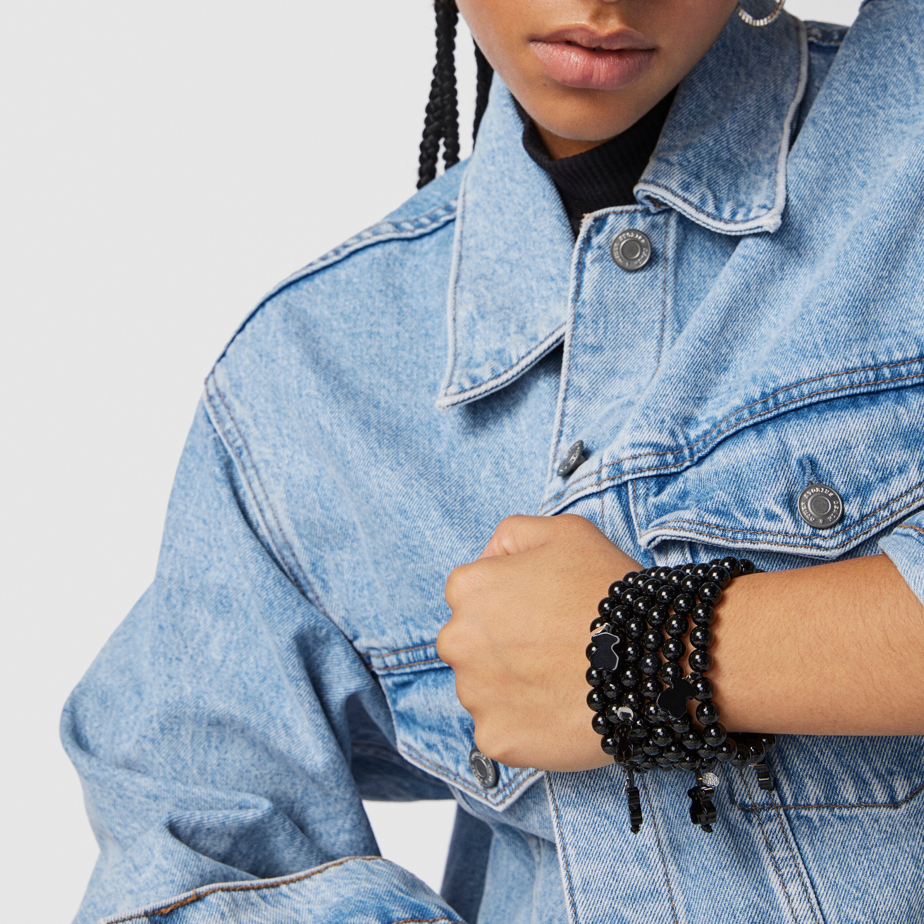 Silver TOUS Color Bracelet with Onyx