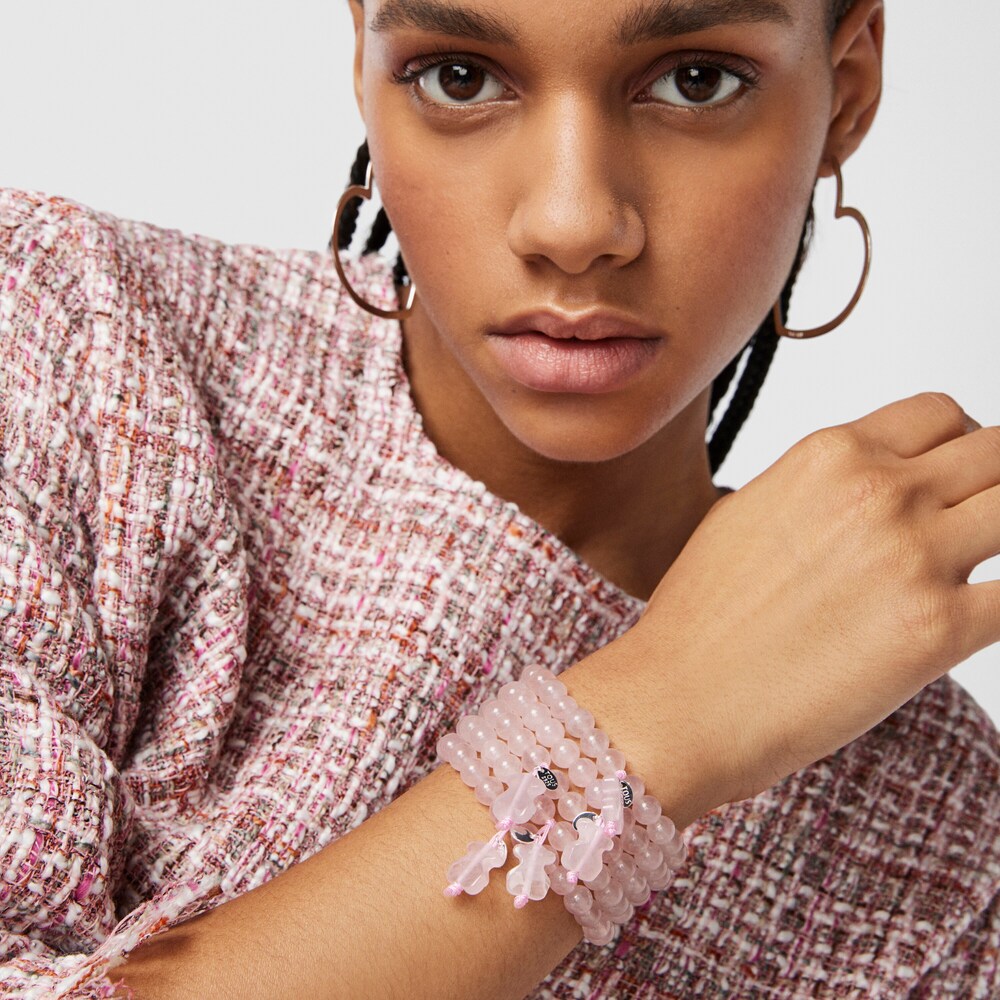 Silver TOUS Color Bracelet with pink quartz