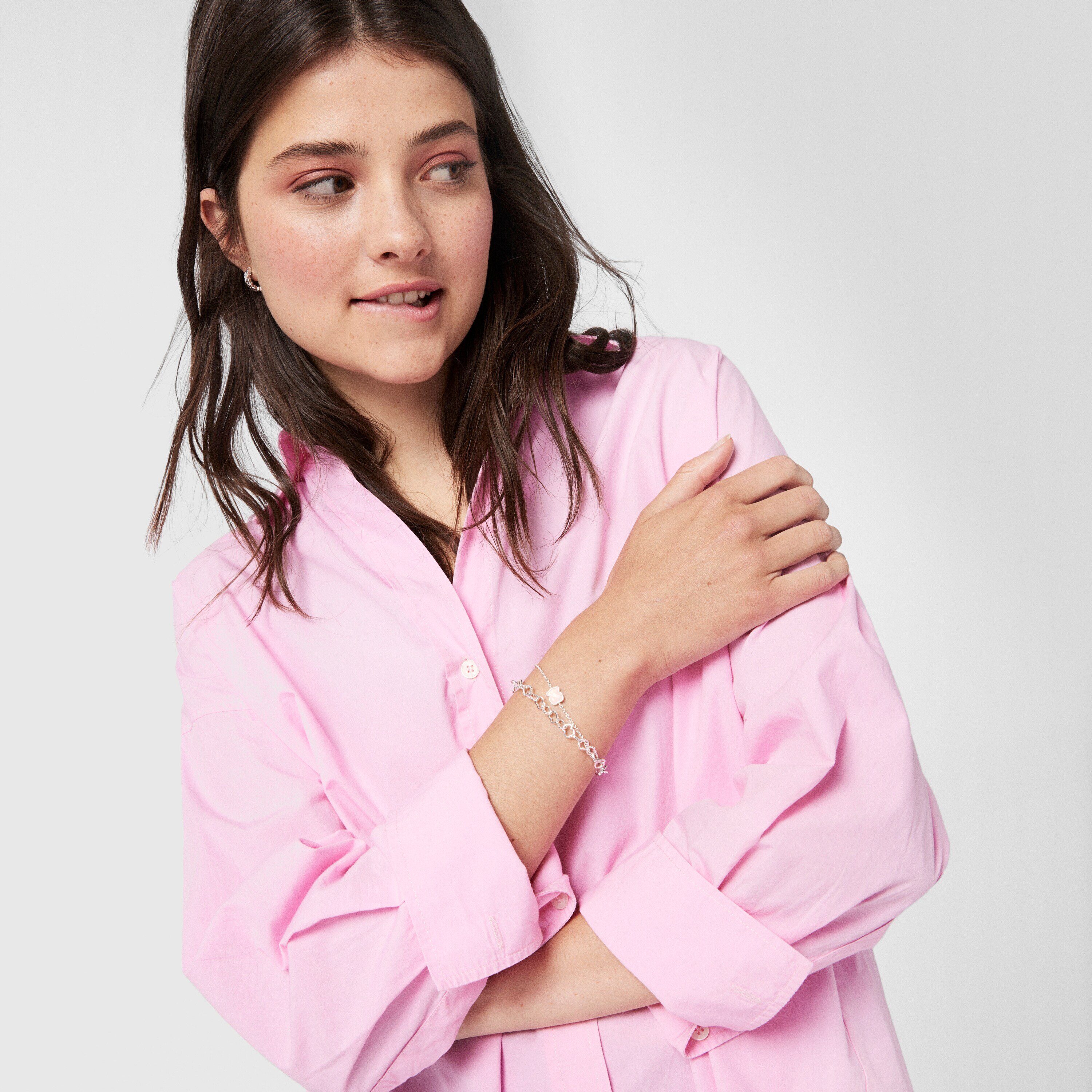 Silver TOUS Color Bracelet with Quartz Bear motif