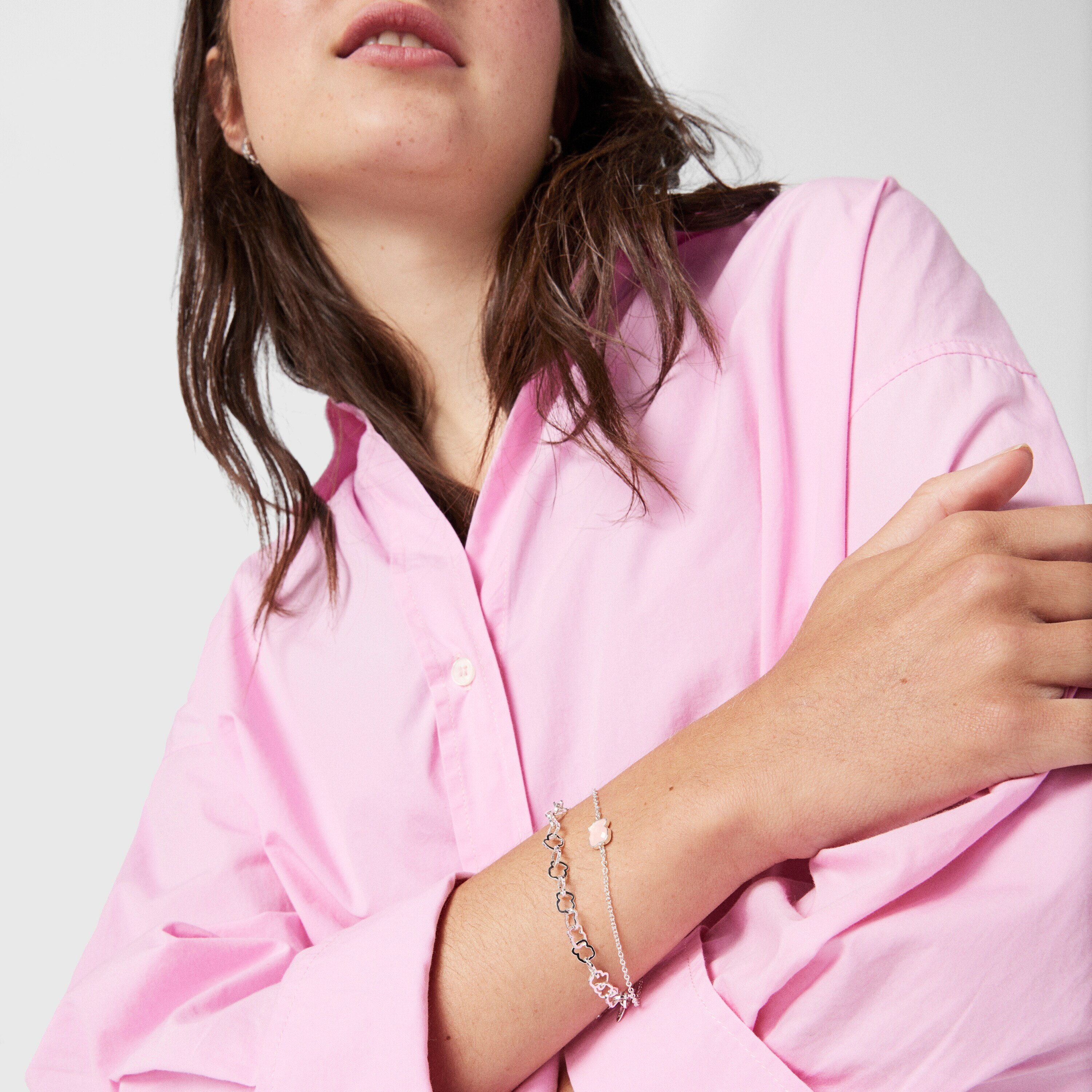 Silver TOUS Color Bracelet with Quartz Bear motif