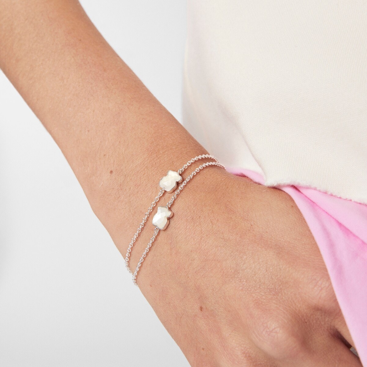 Silver TOUS Color Bracelet with faceted mother-of-pearl