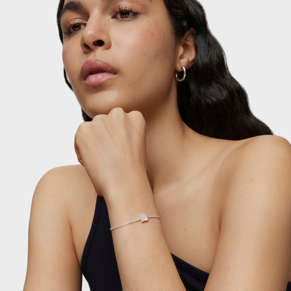 Silver TOUS Color Bracelet with faceted mother-of-pearl