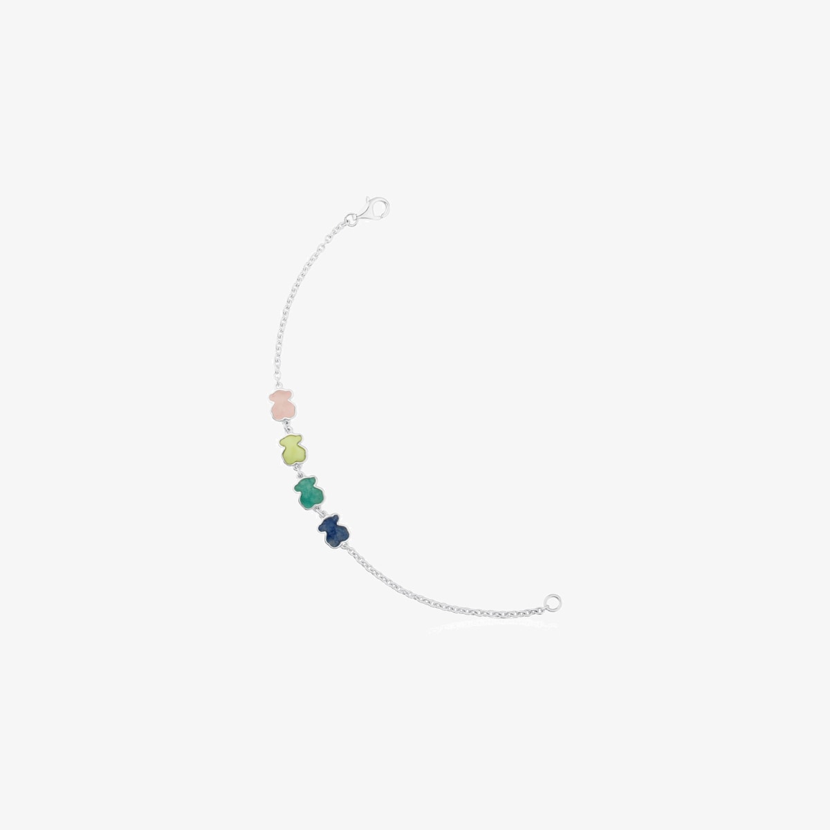 Pulsera De Plata Con Cuatro Gemas Multicolor New Color