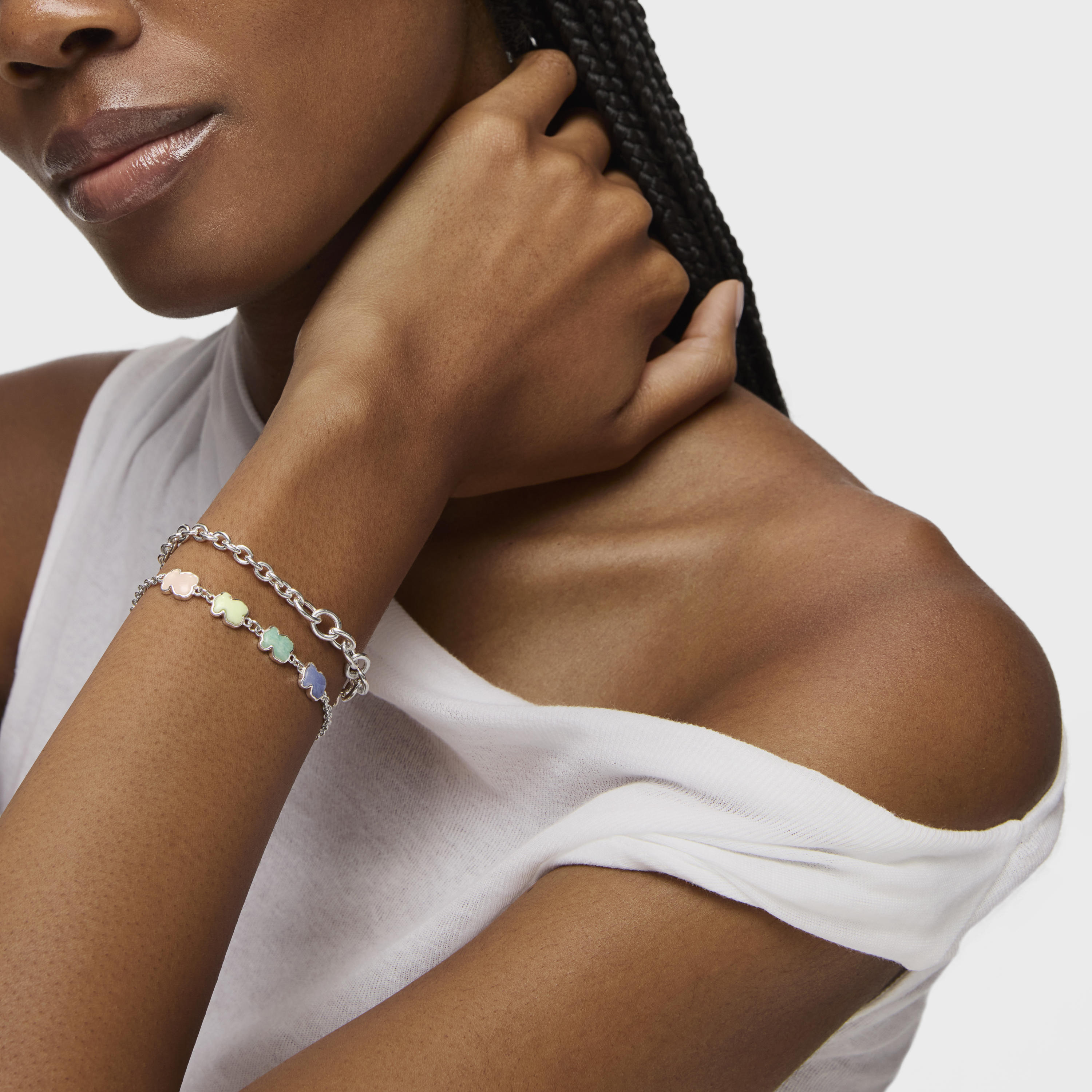 Silver New Color Bracelet with Gems